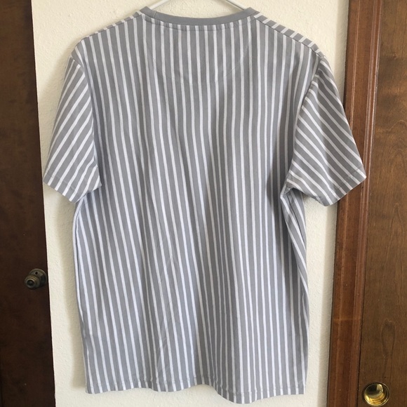 Denim and Flower by Ricky Singh Men’s Large Gray Stripped Short Sleeve Shirt‎ - Picture 4 of 13